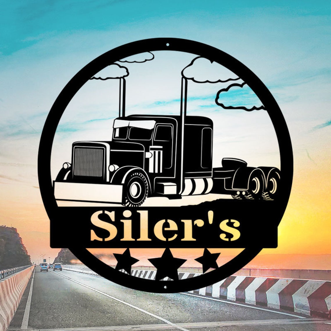 Big Rig Emblems Personalized Custom Big Rig 18 Wheeler Metal Art Sign