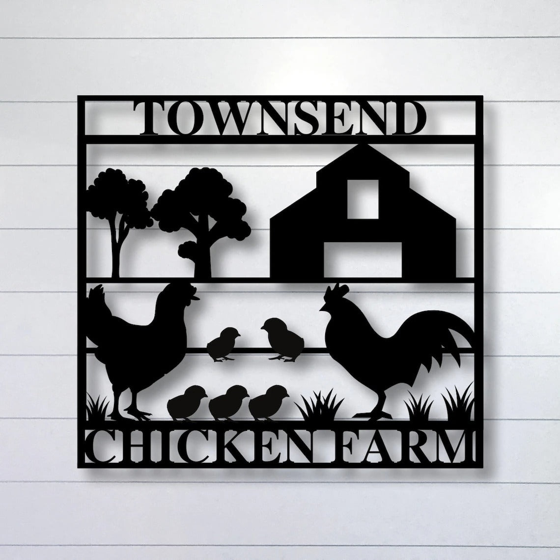 Personalized Custom Chicken And Rooster Metal Art Sign