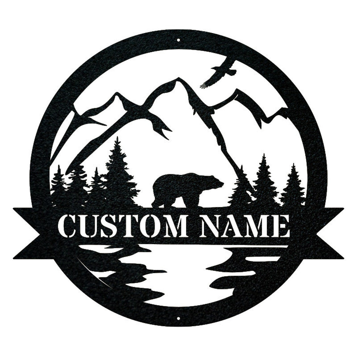Personalized Custom Bear In Woods Metal Art Sign