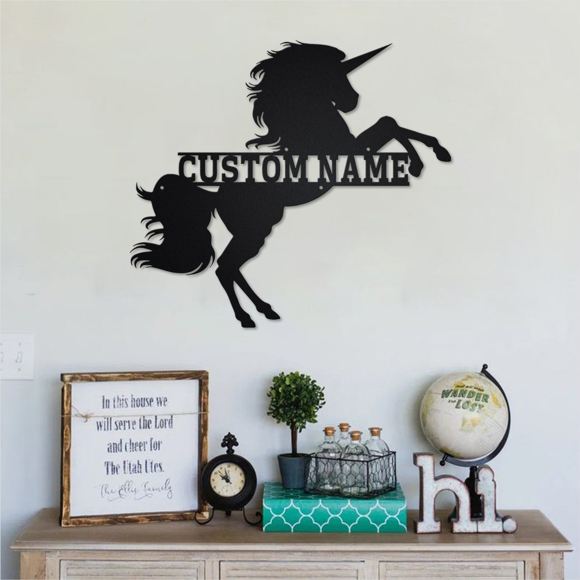 Personalized Custom Standing Unicorn Metal Art Sign