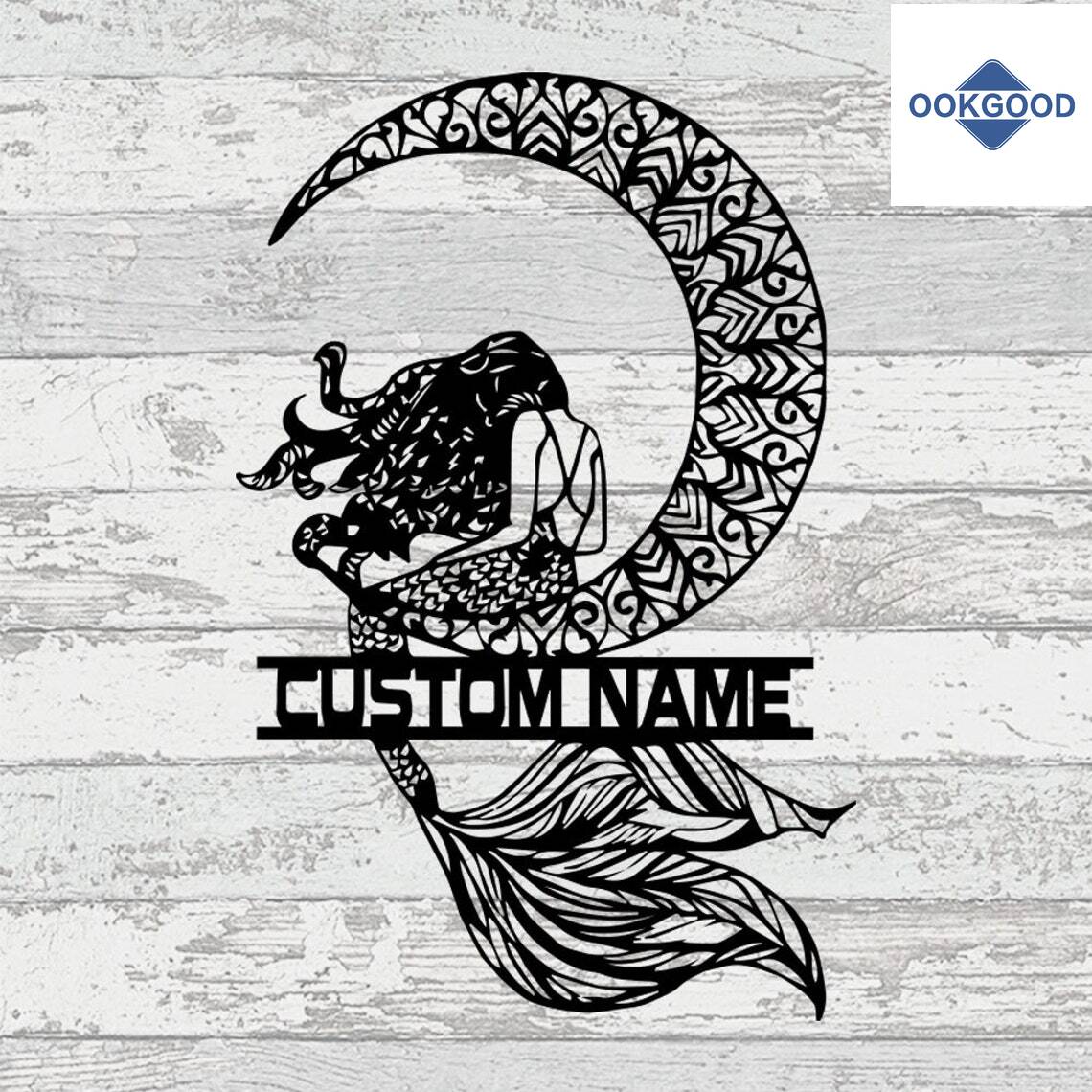 Personalized Custom Mermaid On The Moon Metal Art Sign