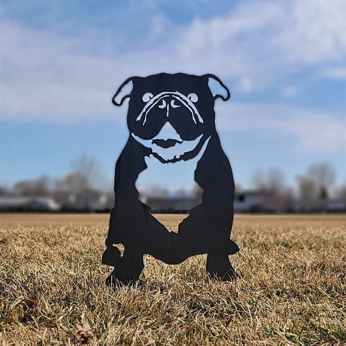 English Bull Dog Silhouette Metal Art