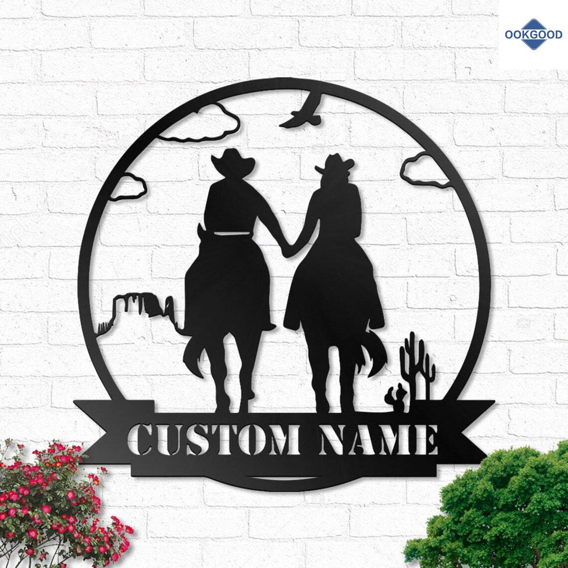 Personalized Custom Cowboy And Cowgirl Metal Wall Art