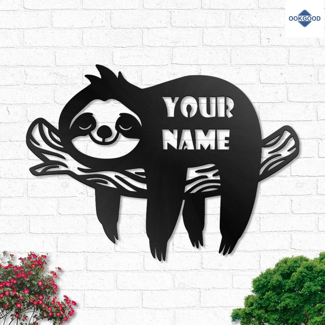 Personalized Custom Cute Sloth Metal Art Sign