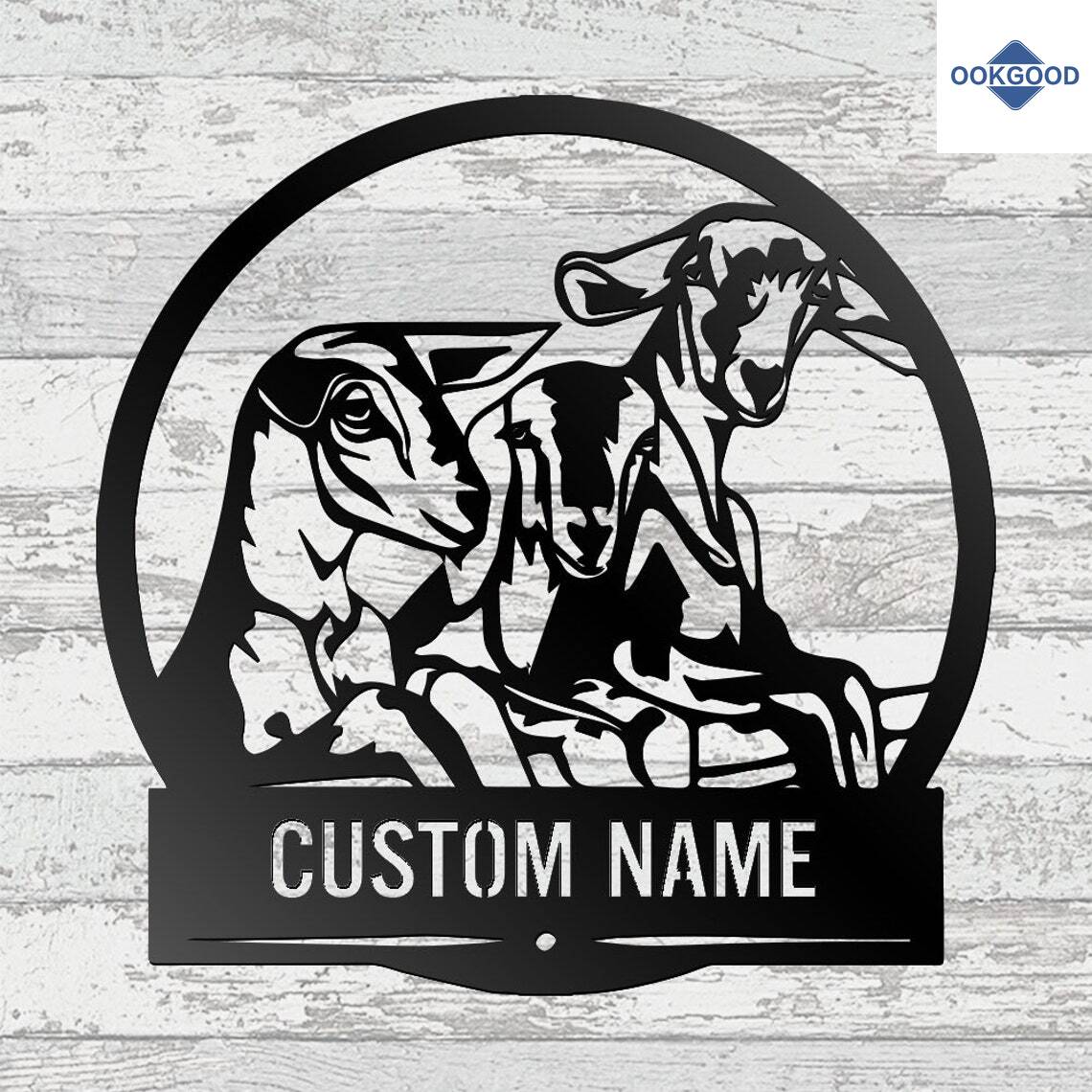 Personalized Custom Goats On A Fence Metal Art Sign