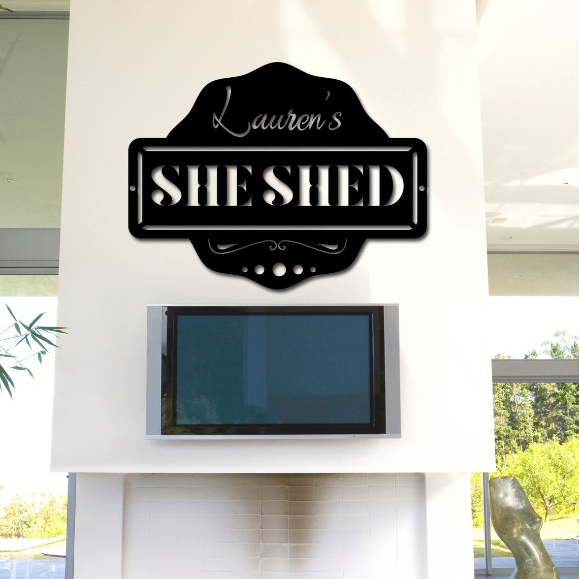 Personalized Custom She Shed Name Metal Art Sign