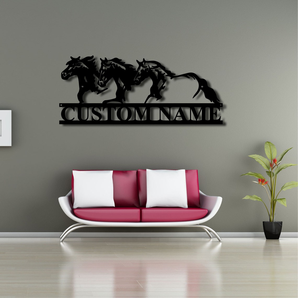 Stamped Metal Running Horses Personalized Custom Running Horses Metal Wall Art
