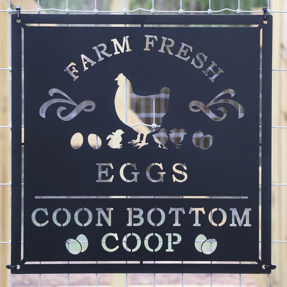 Personalized Custom Farm Fresh Chicken Coop Metal Sign