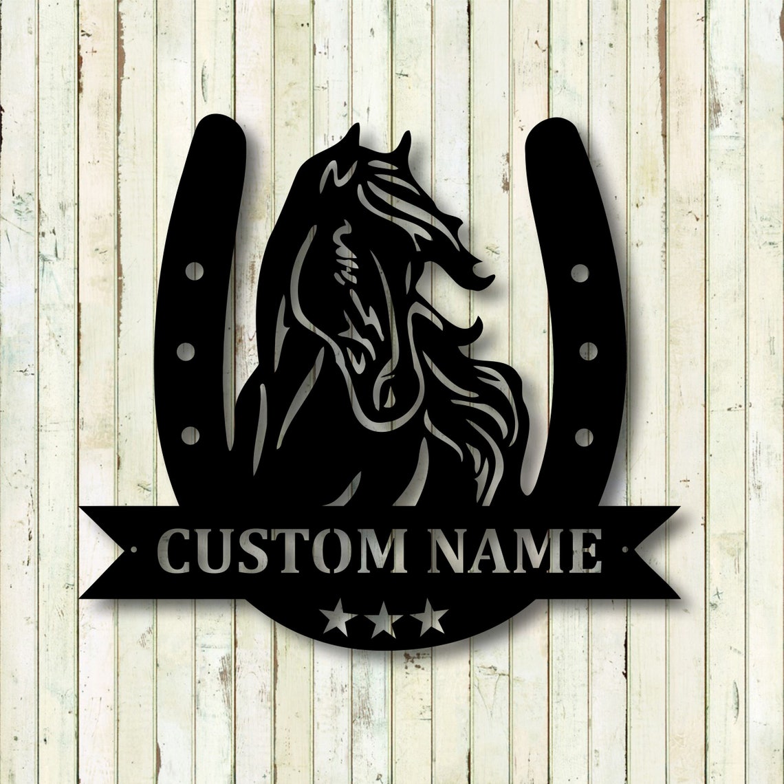 Personalized Custom Horse And Horseshoe Metal Art Sign