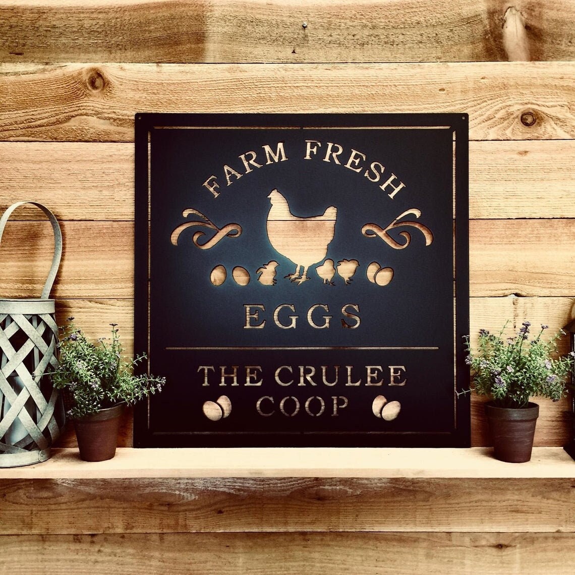 Personalized Custom Farm Fresh Chicken Coop Metal Sign