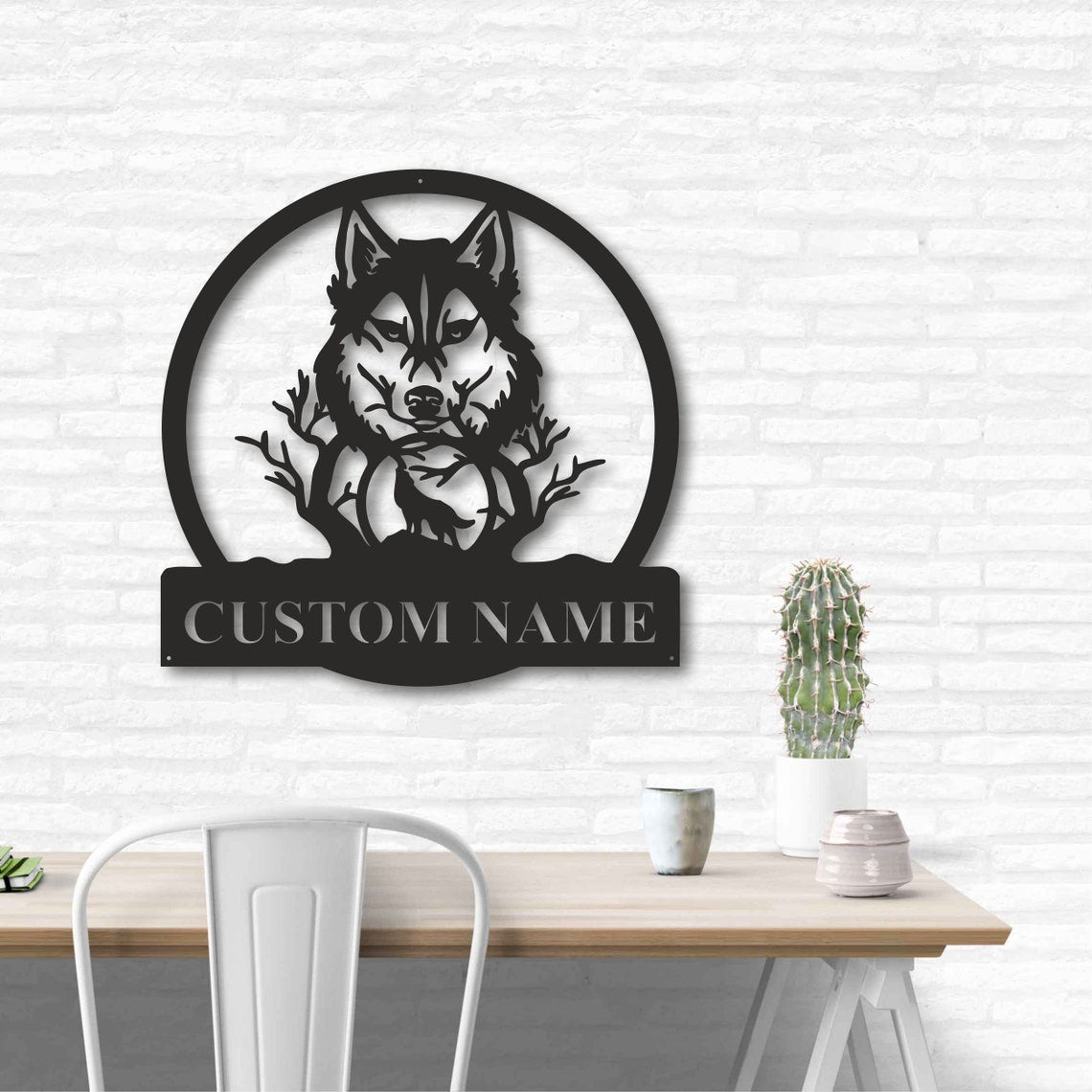 Personalized Custom Wolf Metal Art Sign