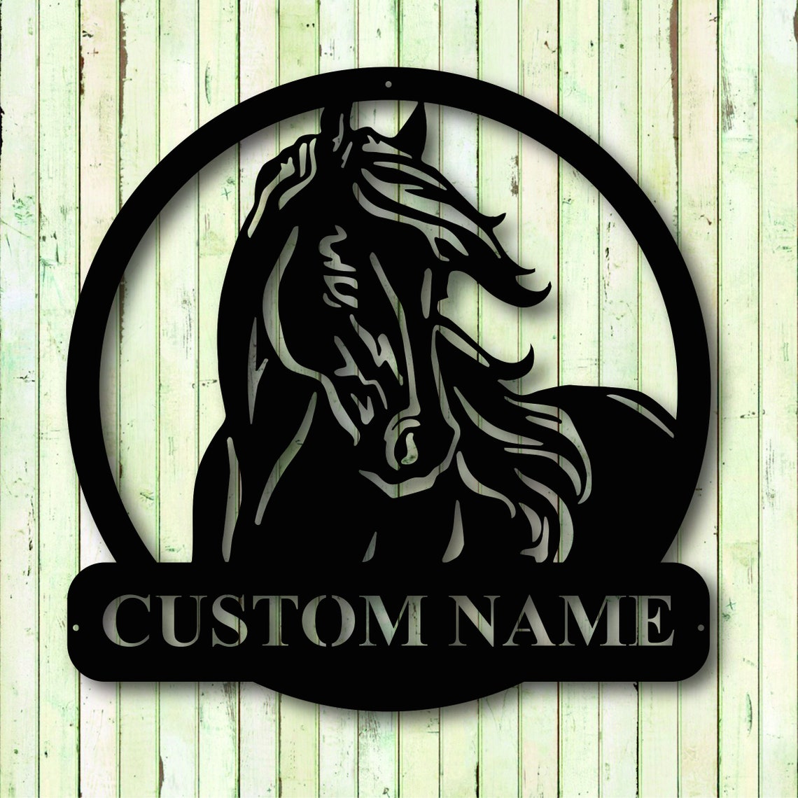 Personalized Custom Black Horse Metal Art Sign