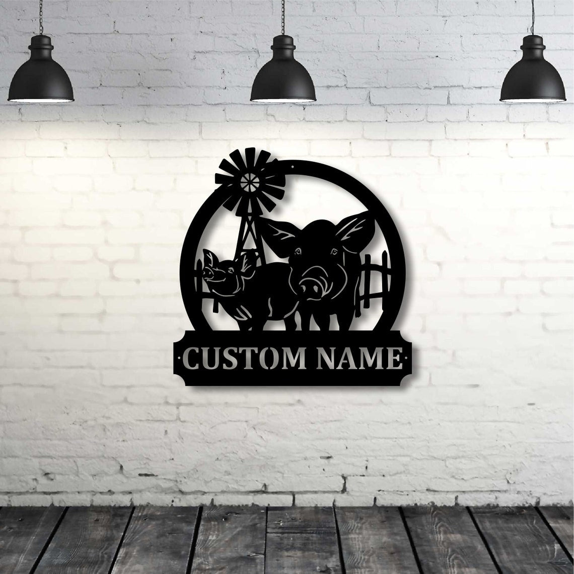 Personalized Custom Pig Farm Metal Art Sign