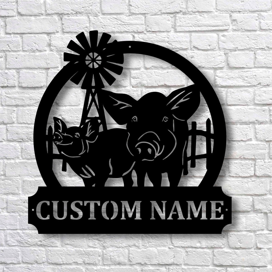 Personalized Custom Pig Farm Metal Art Sign