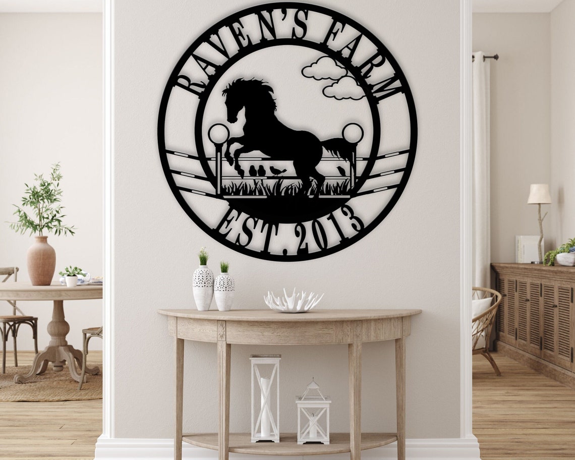 Personalized Custom Vintage Horse Farm Metal Art Sign