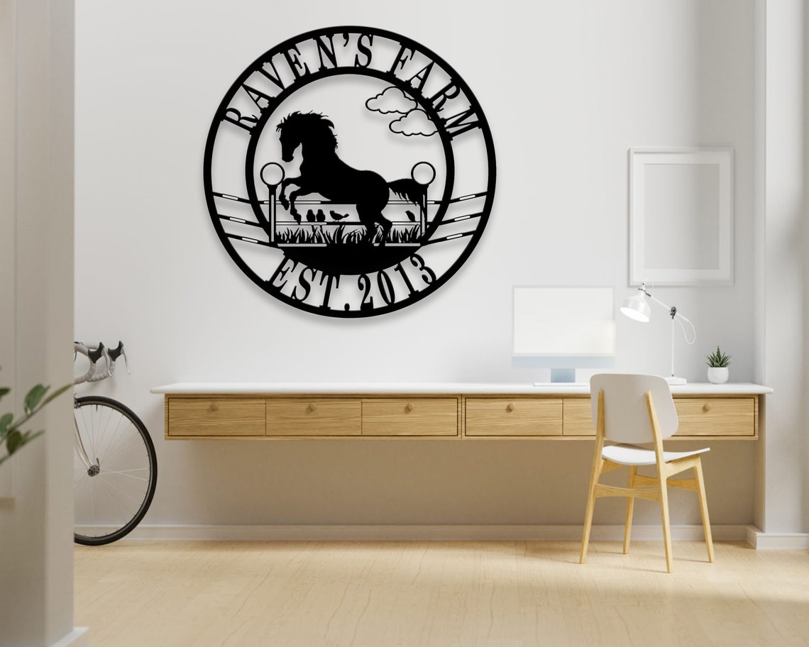 Personalized Custom Vintage Horse Farm Metal Art Sign