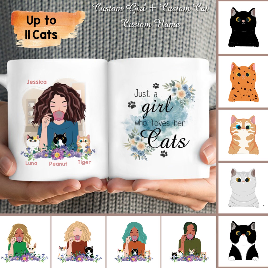 Just A Girl Who Loves Her Cats - Personalized Custom Mug