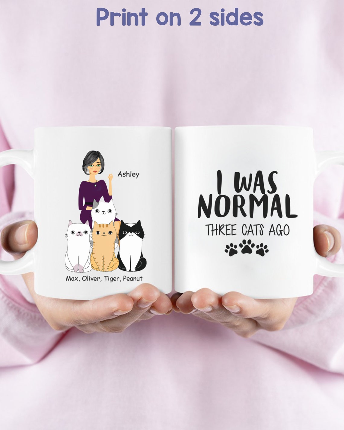 I Was Normal Three Cats Ago - Personalized Custom Mug
