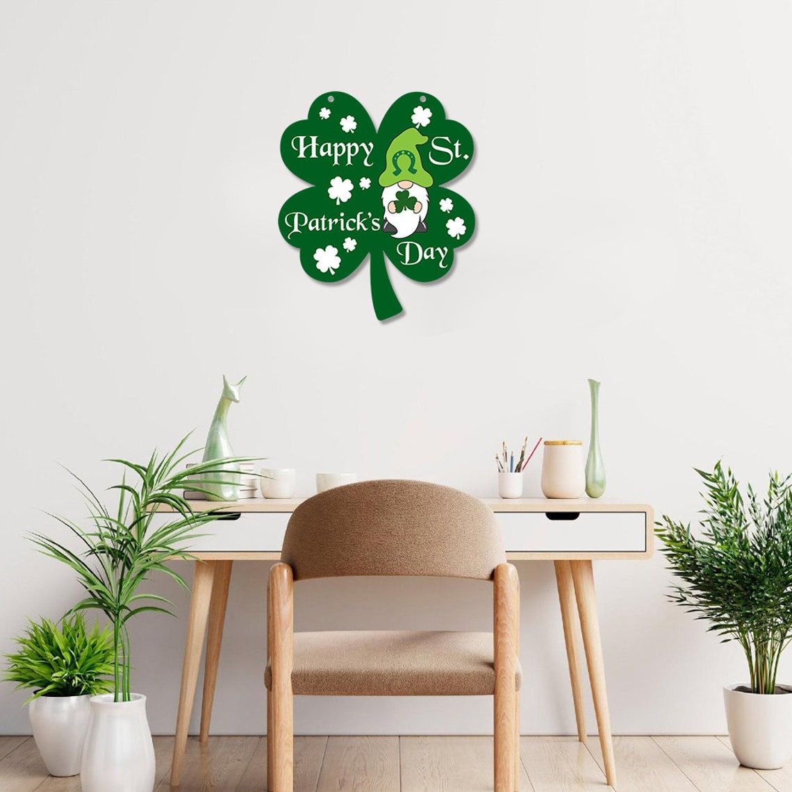 Happy St. Patrick's Day - Lucky Gnome Metal Art Sign