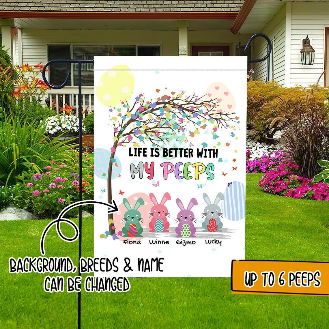 Life Is Better With My Peeps - Personalized Custom Easter Garden Flag