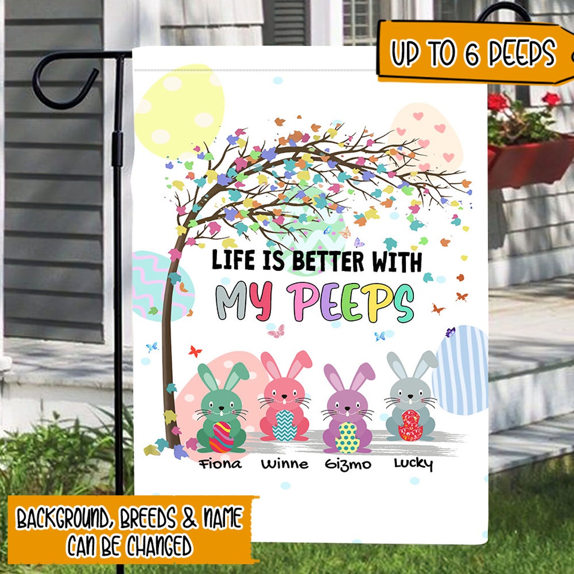 Life Is Better With My Peeps - Personalized Custom Easter Garden Flag