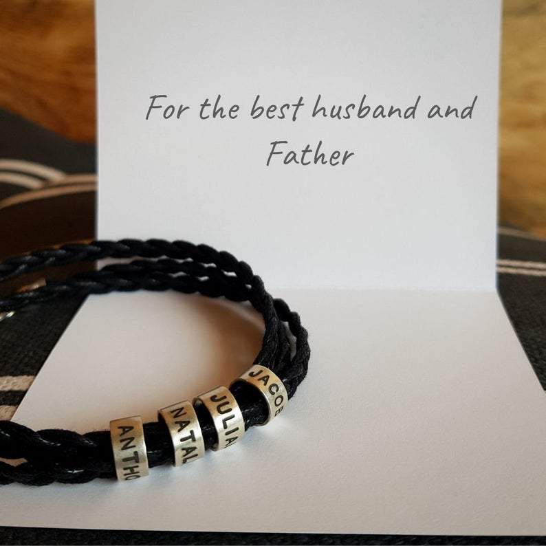 Handmade Custom Bracelet With Stainless Steel Beads For Father's Day Gift