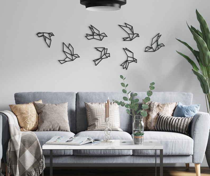 A Set Of 7 Birds In Flight Metal Wall Art