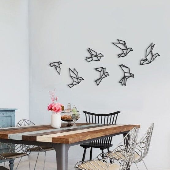 A Set Of 7 Birds In Flight Metal Wall Art