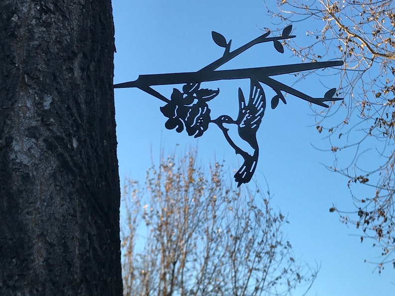 Hummingbird On Branch Metal Art