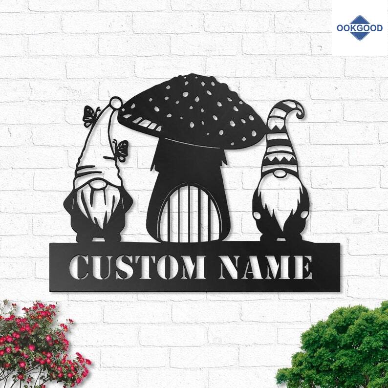 Personalized Custom Mushroom Gnome Metal Wall Decor