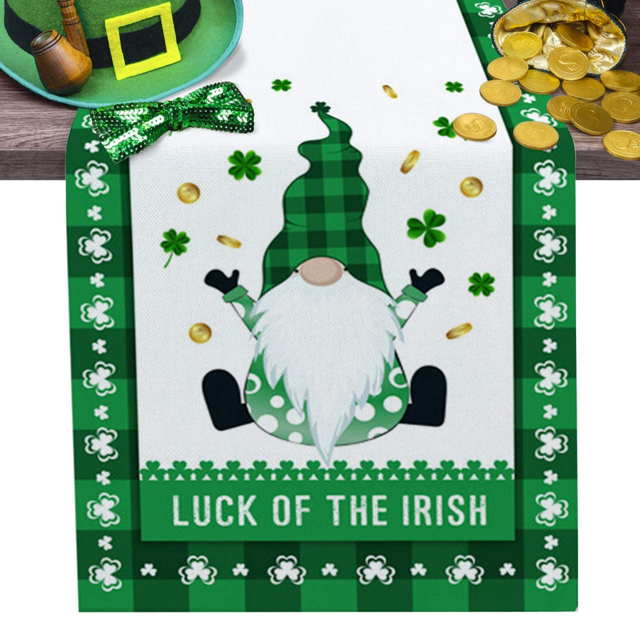 Luck Of The Irish - Lovely Gnome Table Runner