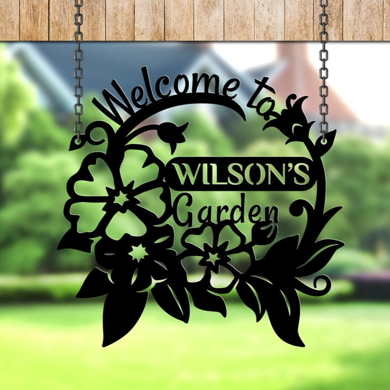 Personalized Custom Flower Garden Metal Art Sign