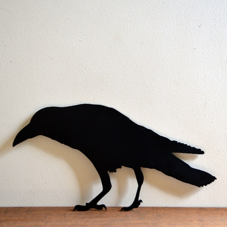 Crow Raven Mid Century Modern Metal Art Sign