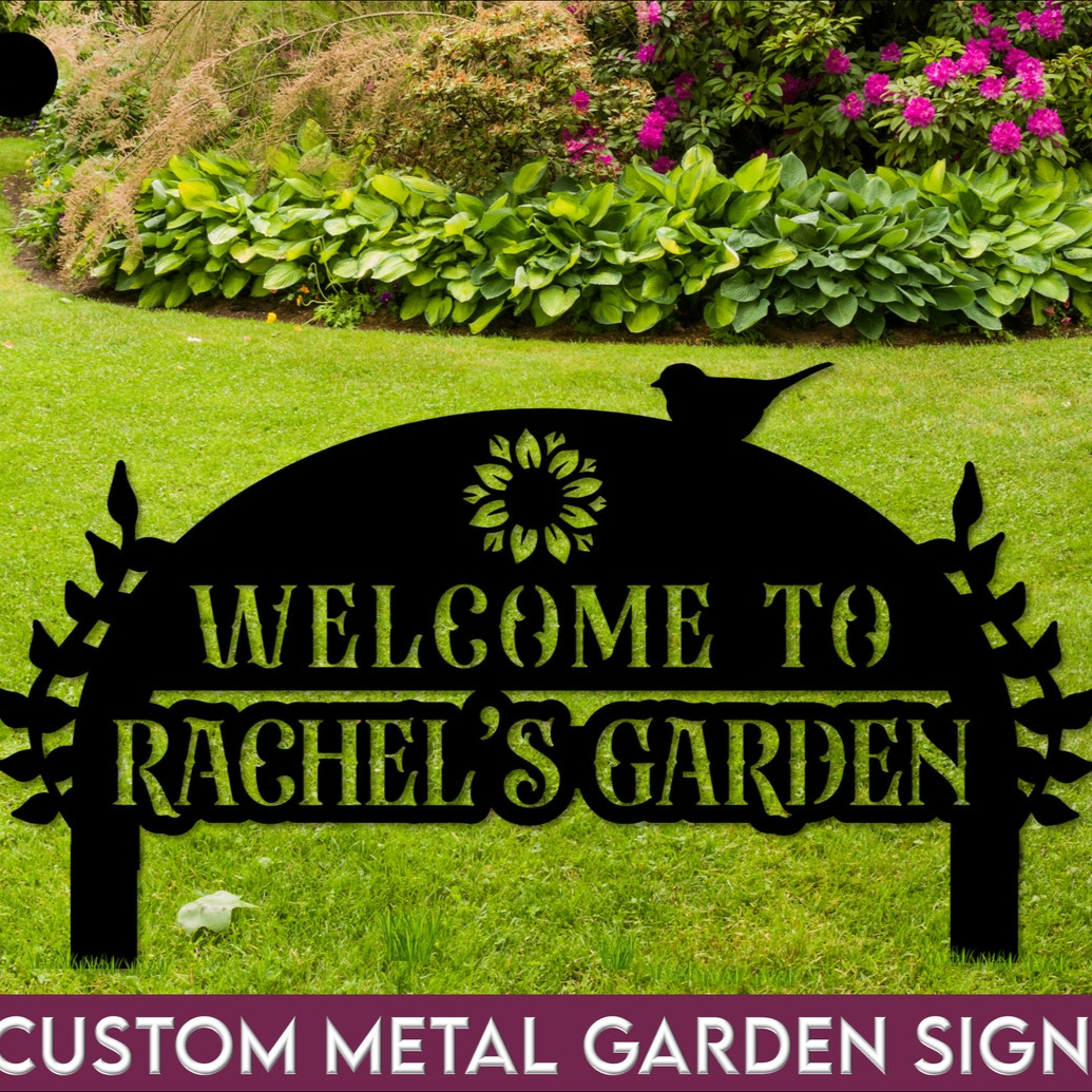Personalized Custom Welcome To Our Garden Metal Art Sign