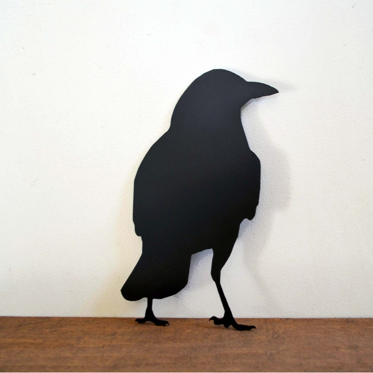 Crow Raven Mid Century Modern Metal Art Sign