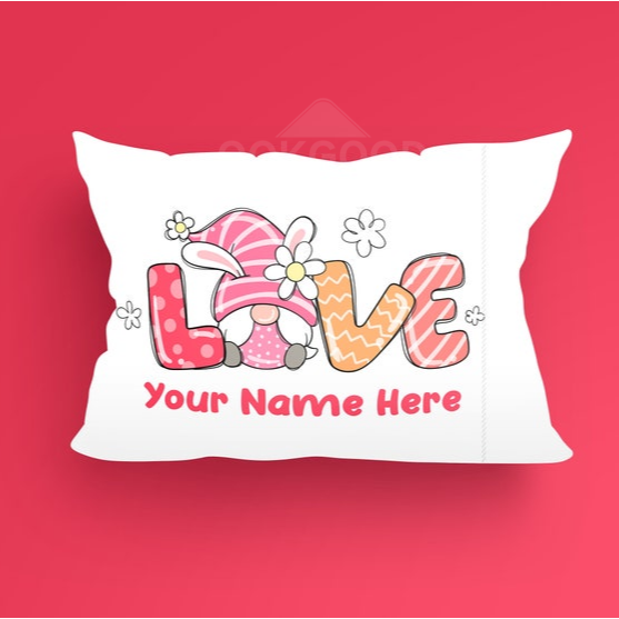 Personalized Custom Pink Bunny Gnome Pillowcase