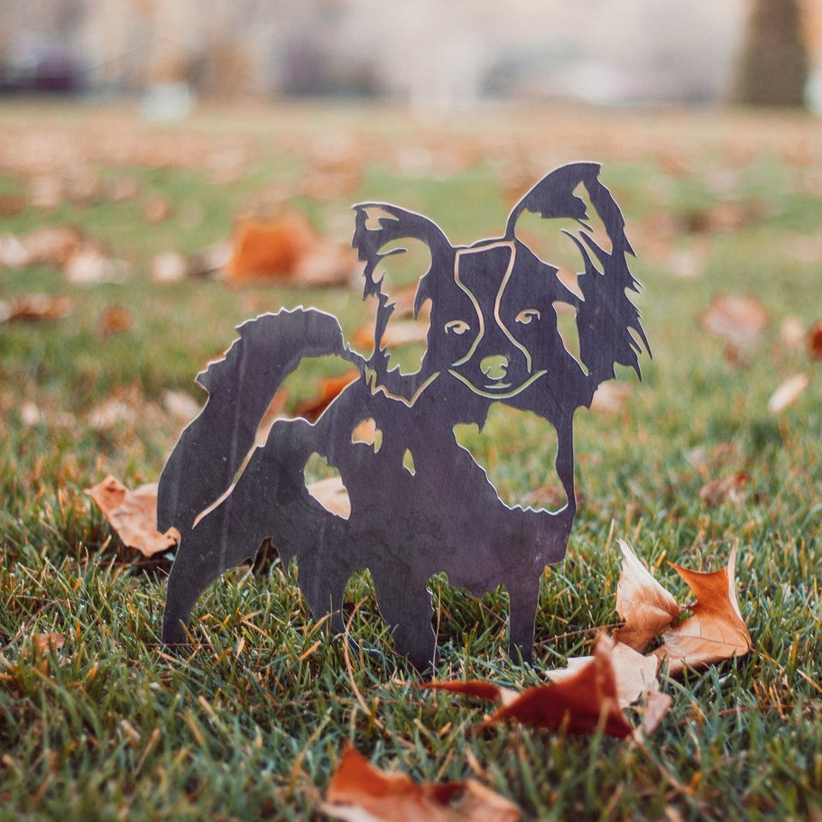 Papillon Dog Silhouette Metal Art
