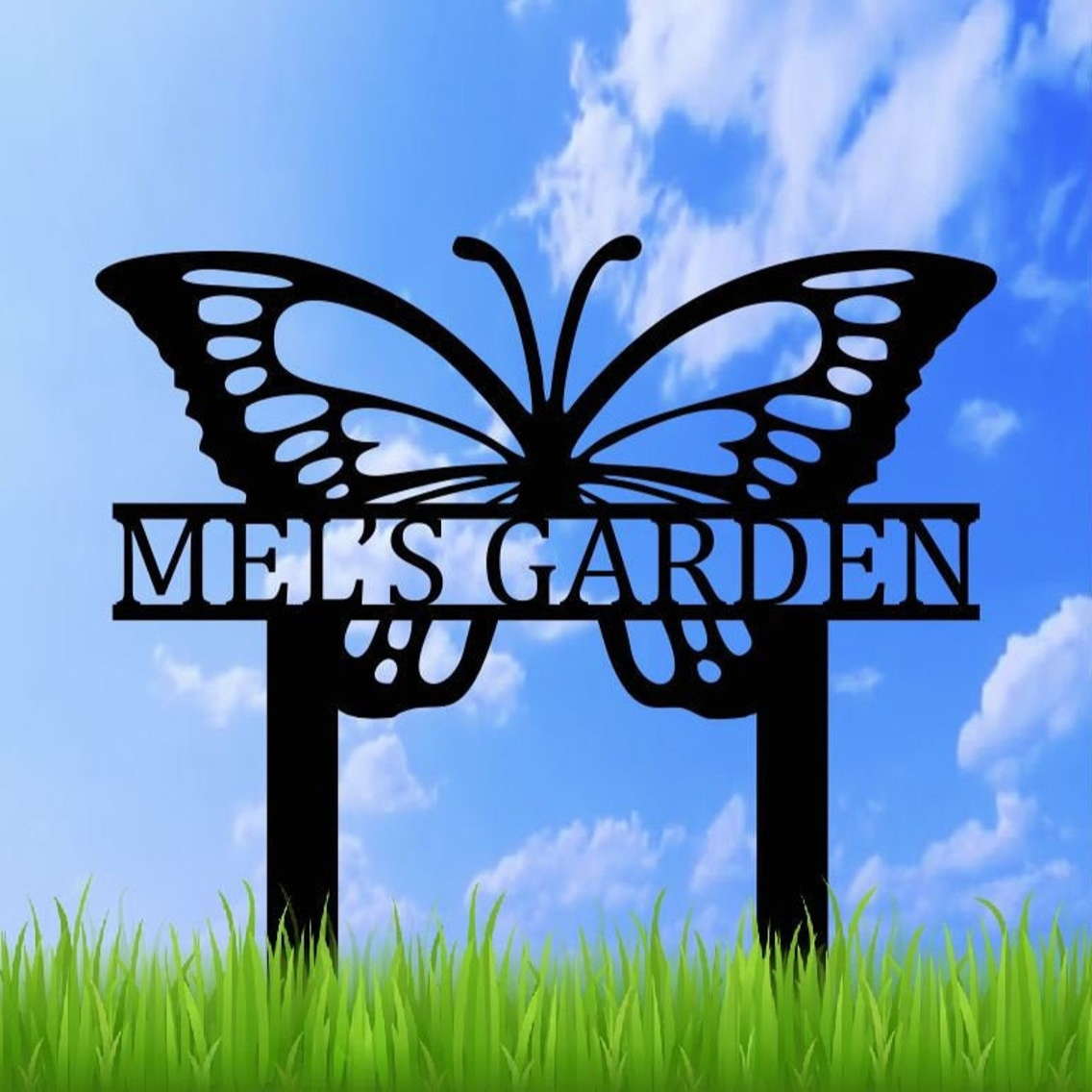 Personalized Custom Butterfly Garden Metal Stake