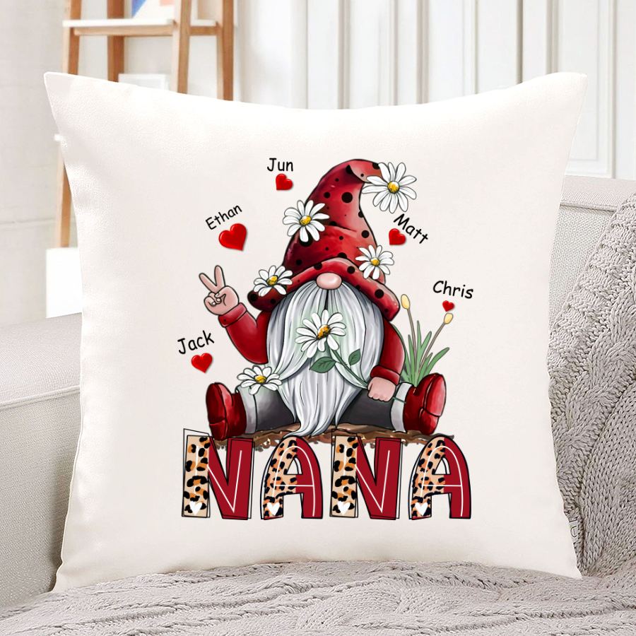 Personalized Custom Flower Gnome Pillowcase For Nana